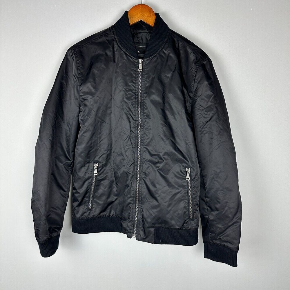INC International‎ Concepts Black Bomber Jacket Mens Size Small Full Zip Coat